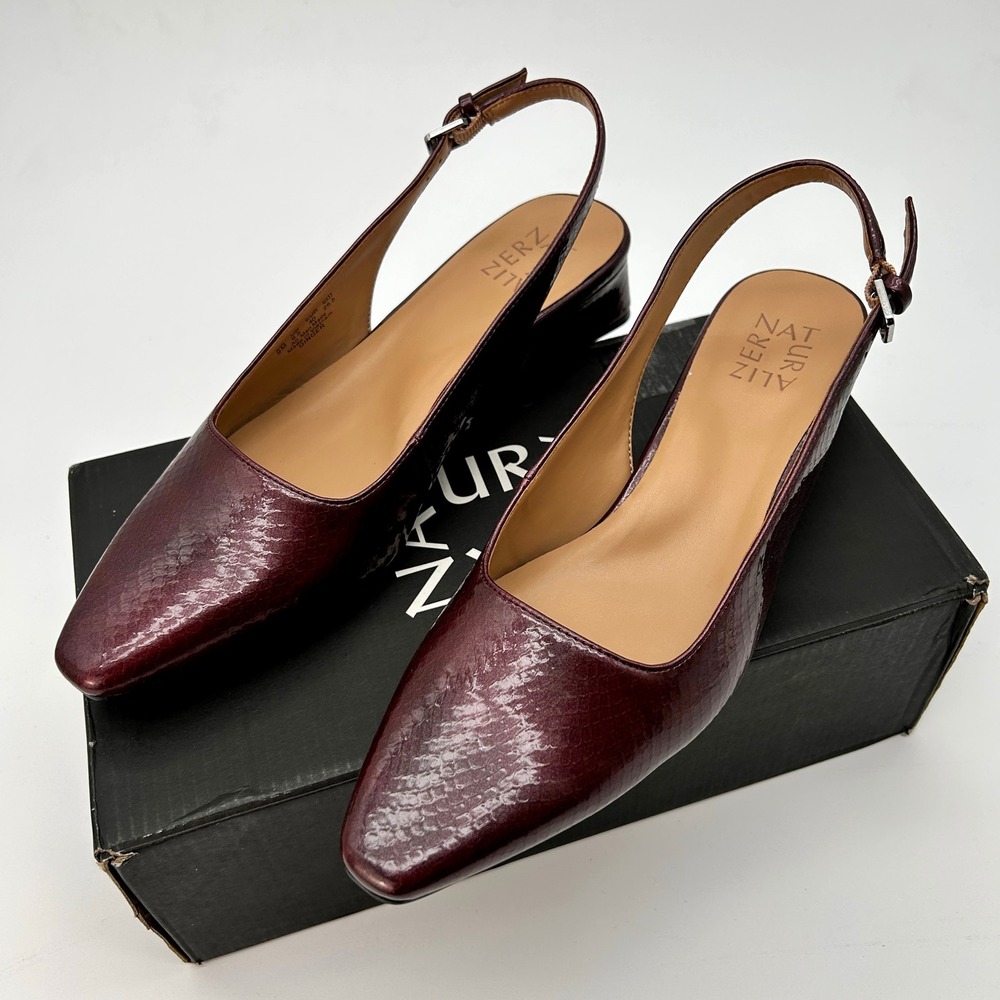 Womens Slingback Block Heels Naturalizer Ginger Size 9 M‎ Cranberry Dark Red NEW - Picture 6 of 7